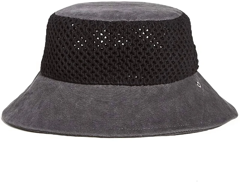 Nando Netting Canvas Bucket Hat In Black