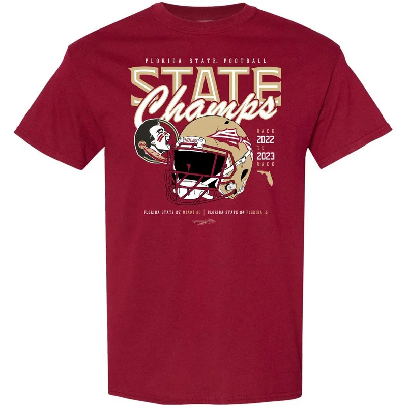 Ragz Men's Florida State Seminoles 2023 State Champs Design Short Sleeve T-shirt - Garnet