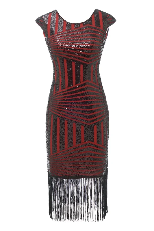 Red Round Neck 1920s Flapper Dress