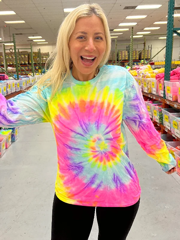 Summer Swirl Tie-Dye Long Sleeve Tee - Blank