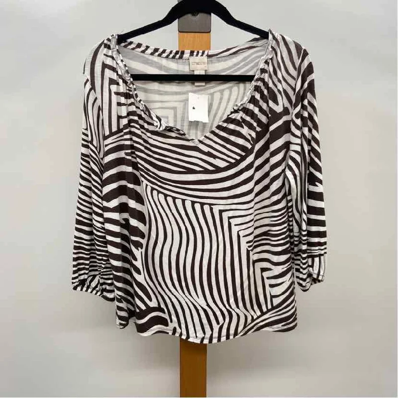 Chico's Women's Size M Brown Zebra Long Sleeve Shirt