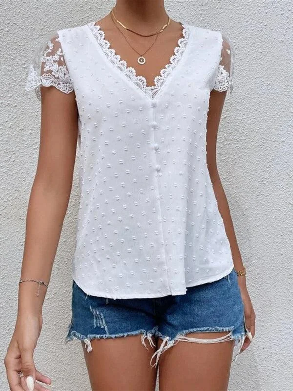 V-Neck Lace Women's Blouse