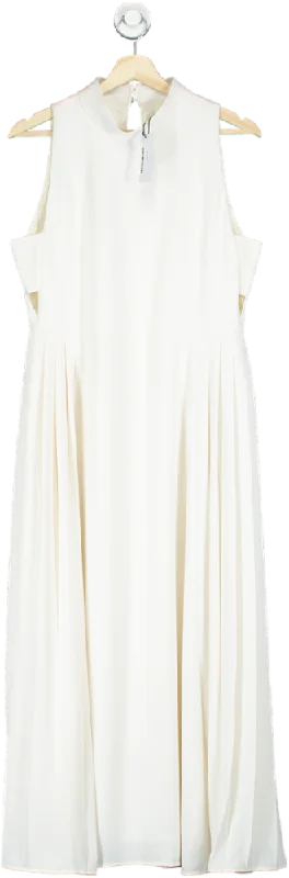 Karen Millen Ivory Soft Tailored Pleated Panel Midaxi Dress UK 12