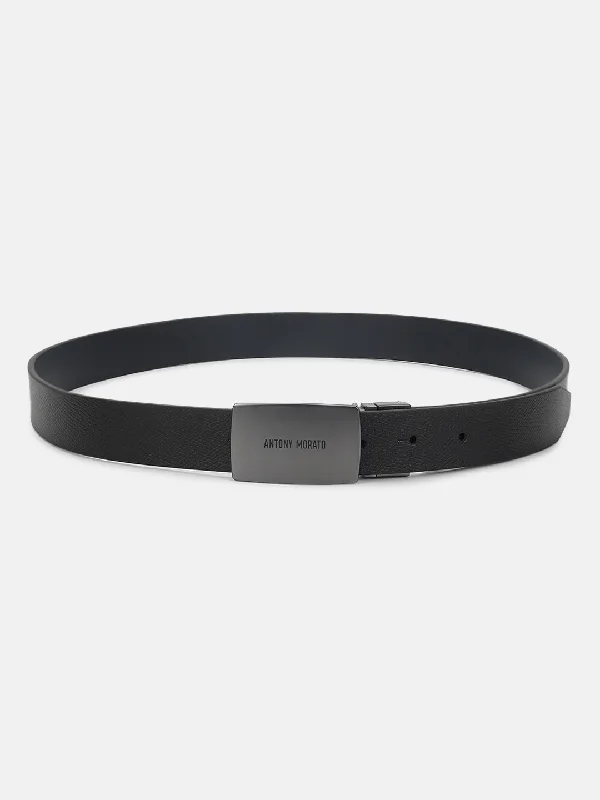 Antony Morato Men Black Solid Push Pin Closure Belt