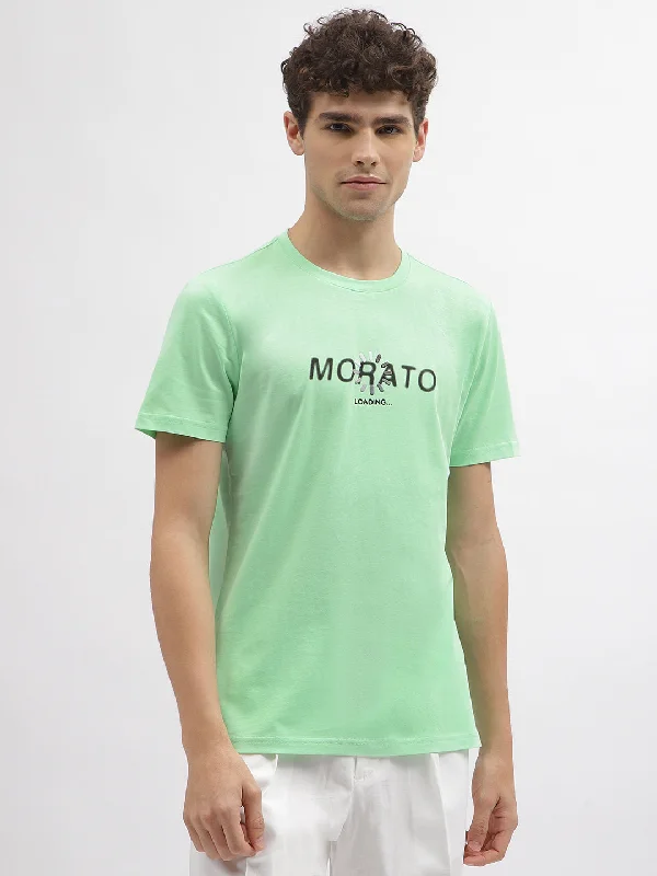 Antony Morato Men Green Printed Round Neck Short Sleeves T-Shirt