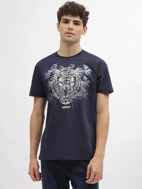 Antony Morato Men Blue Printed Round Neck Short Sleeves T-Shirt