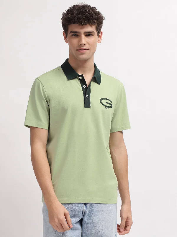 Gant Men Green Solid Polo Collar Short Sleeves T-Shirt