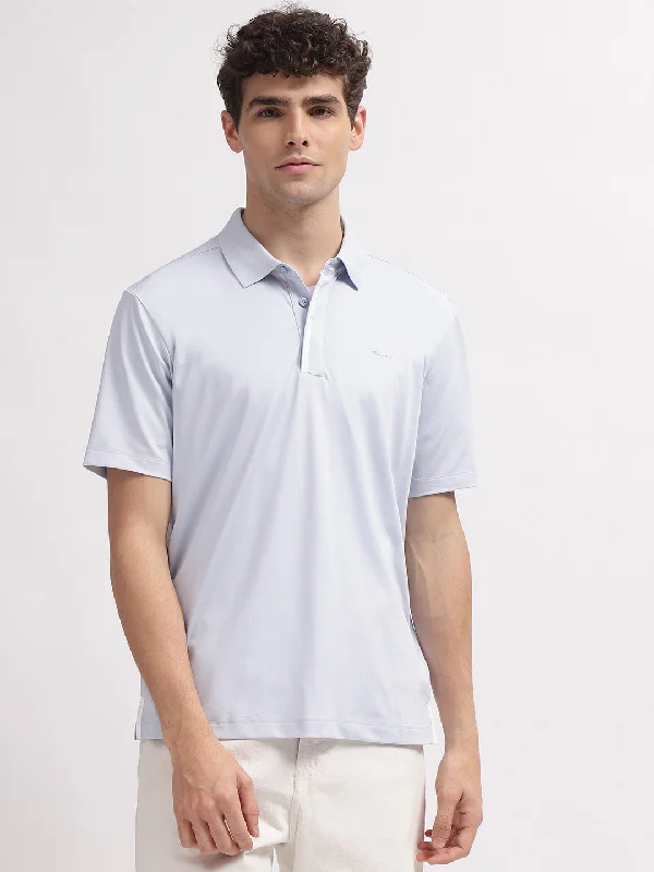 Gant Men Blue Solid Polo Collar Short Sleeves T-Shirt