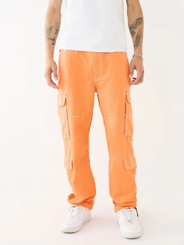 True Religion Men Orange Solid Oversized Mid-Rise Trouser