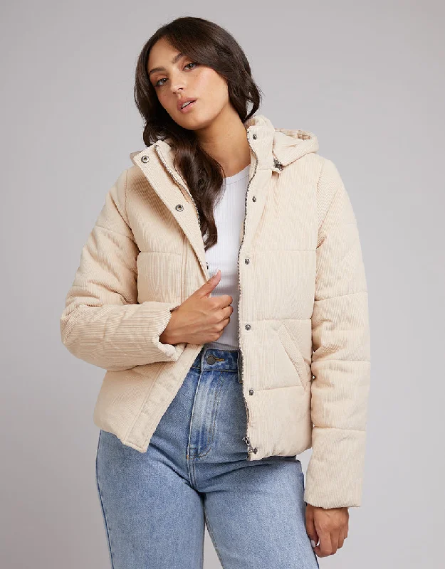 All About Eve Cali Cord Puffer Jacket Vintage White