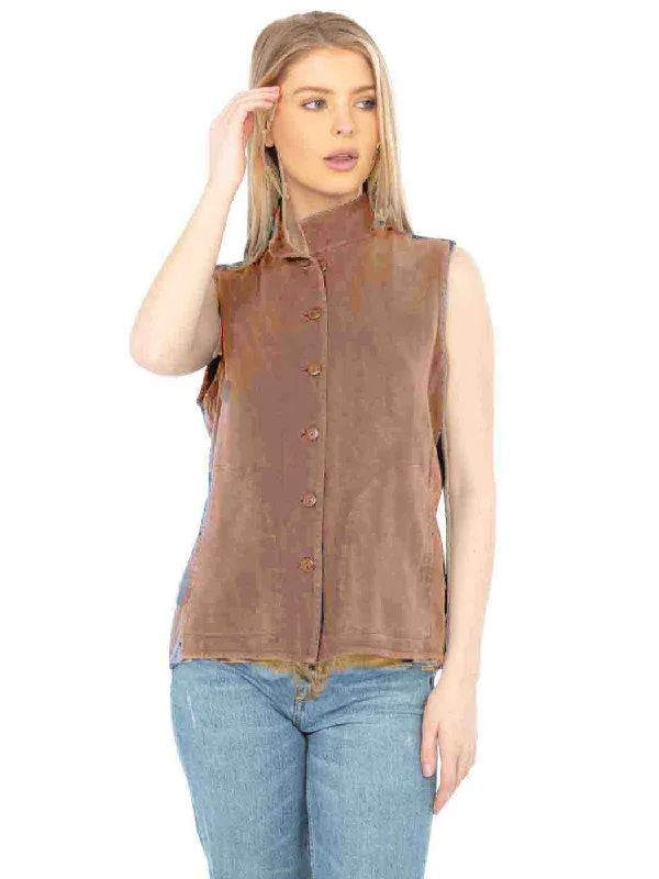 Tianello TENCEL™  Sleeveless "Oxford" Vest Jacket, Lined, & Side Pockets