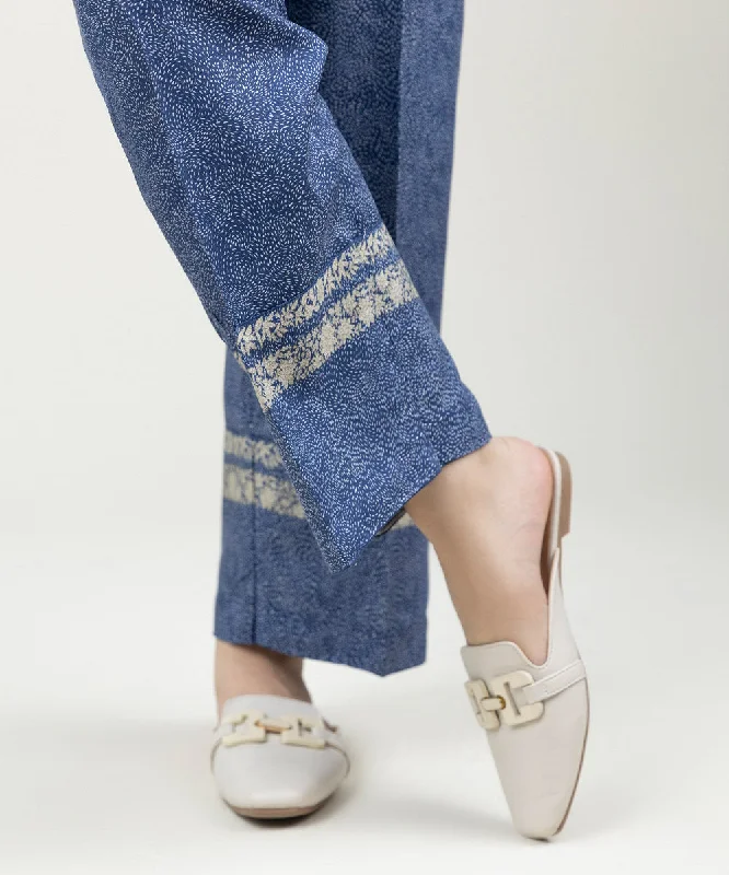 Printed Linen Straight Pants