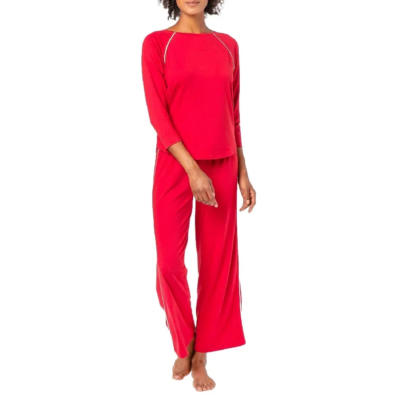 3/4 Sleeve Sleepwear Set In Garnet