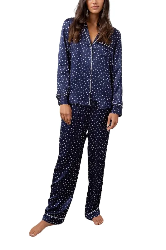 Alba Silky Pajama Set In Midnight Stars