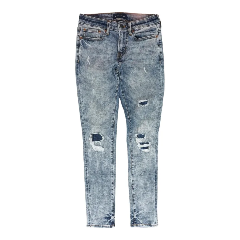 Blue Solid High Rise Skinny Leg Jeans