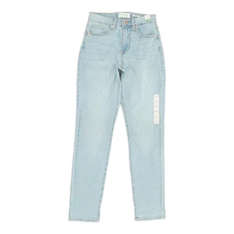 Blue Solid Mom Jeans