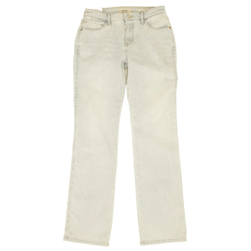 Blue Solid Straight Leg Jeans