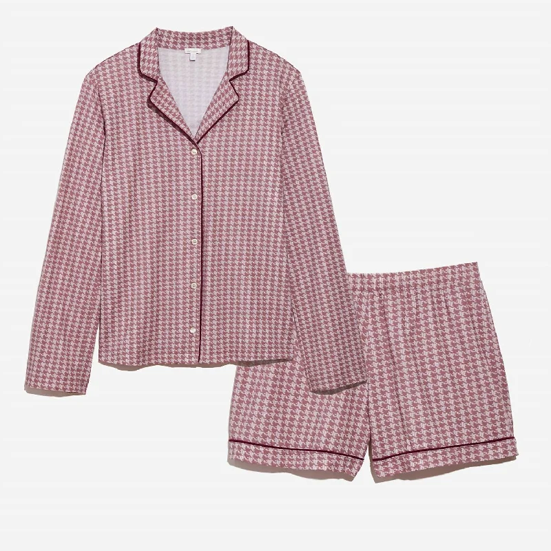 Cayla Pajama Set In Check Print Wild Orchid