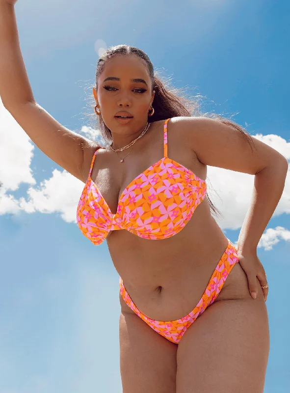 Ellie Bikini Top Orange / Pink Curve