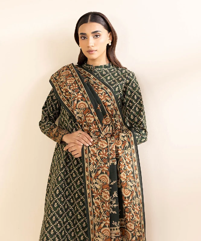 3 Piece - Printed Khaddar Suit