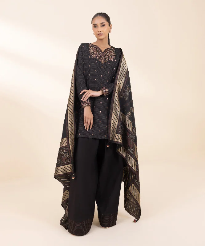 3 Piece - Embroidered Zari Khaddar Suit