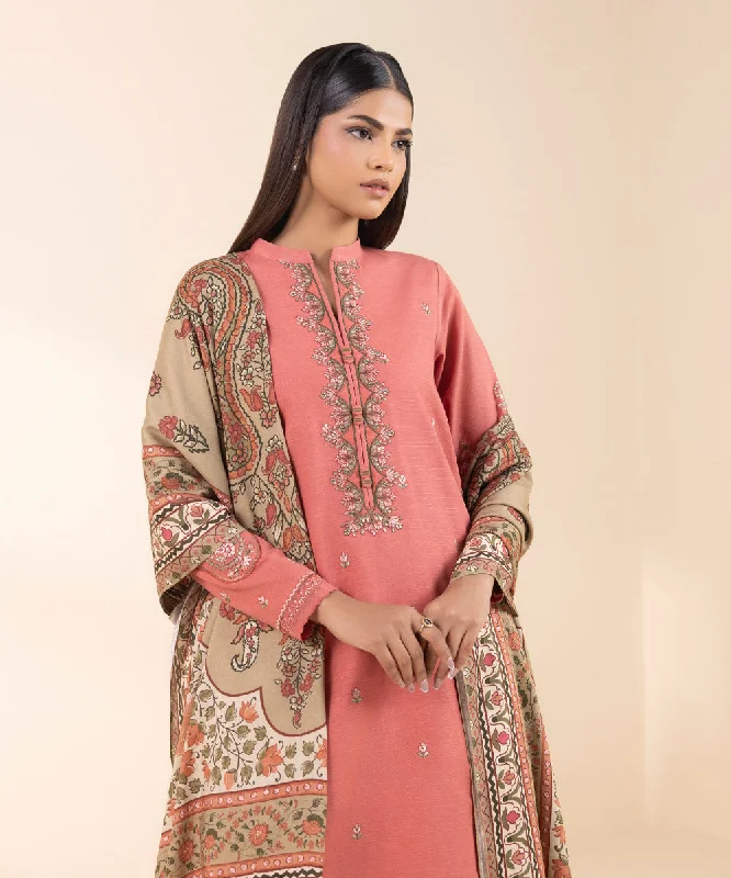 3 Piece - Embroidered Khaddar Suit