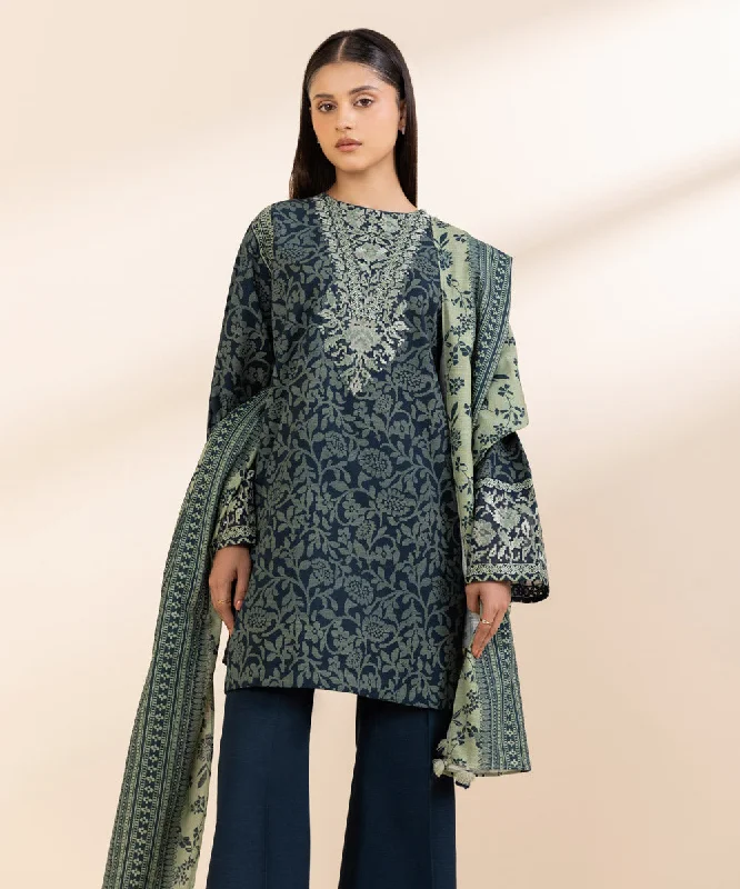 3 Piece - Embroidered Khaddar Suit