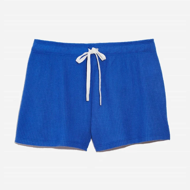 Waffle Knit Lounge Short In Royal Blue