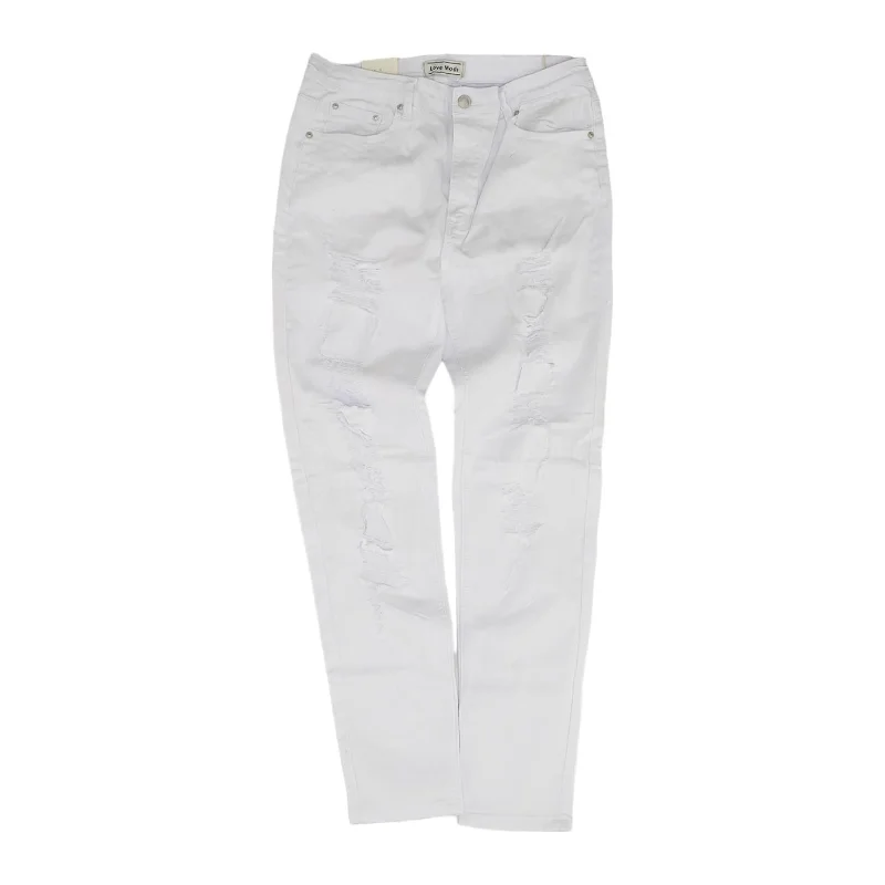 White Solid High Rise Skinny Leg Jeans