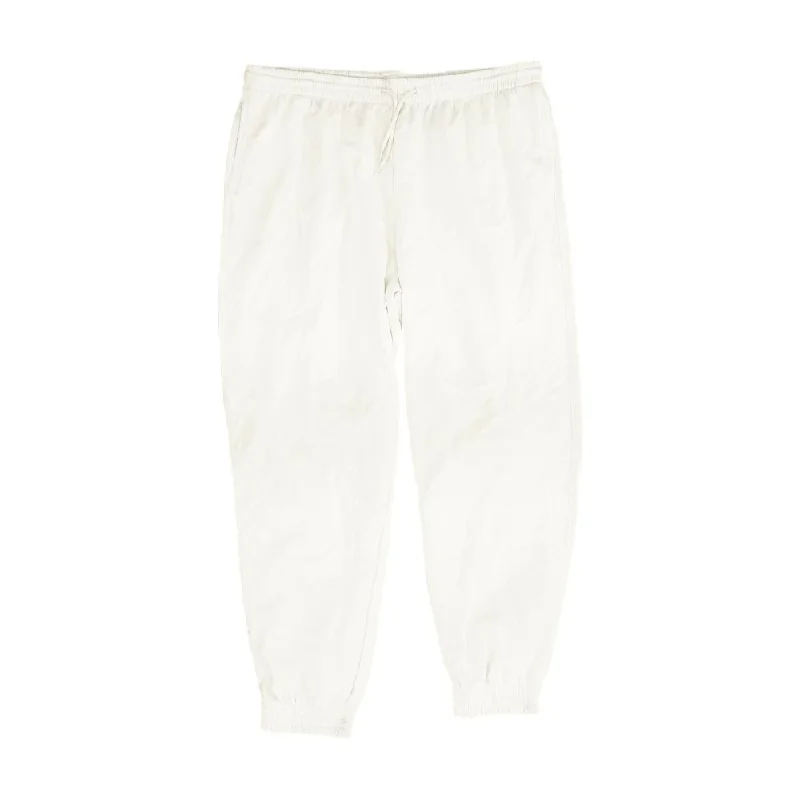 White Solid Sweatpants Pants