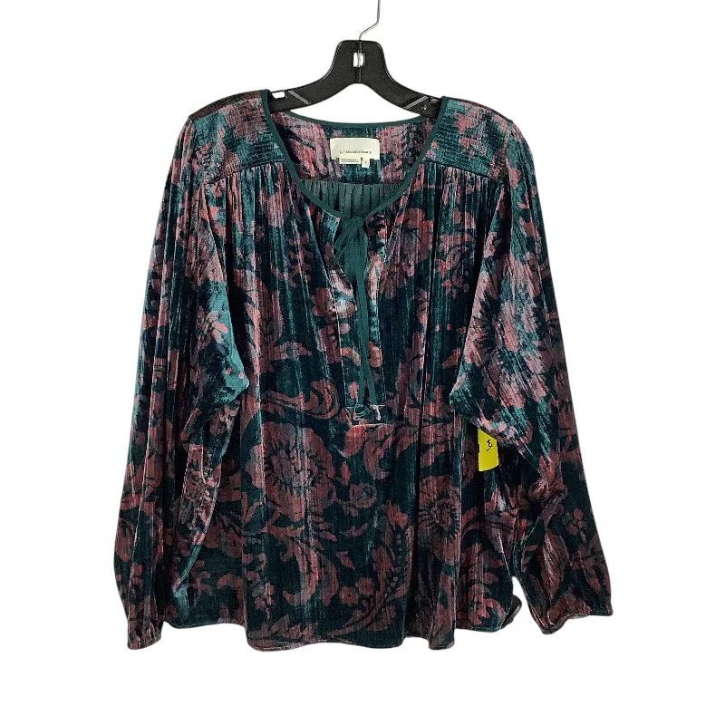 Top Long Sleeve By Anthropologie In Green, Size: L