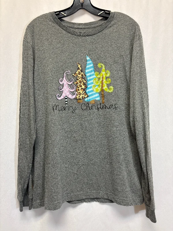 Top Long Sleeve By Clothes Mentor In Grey, Size: Xl