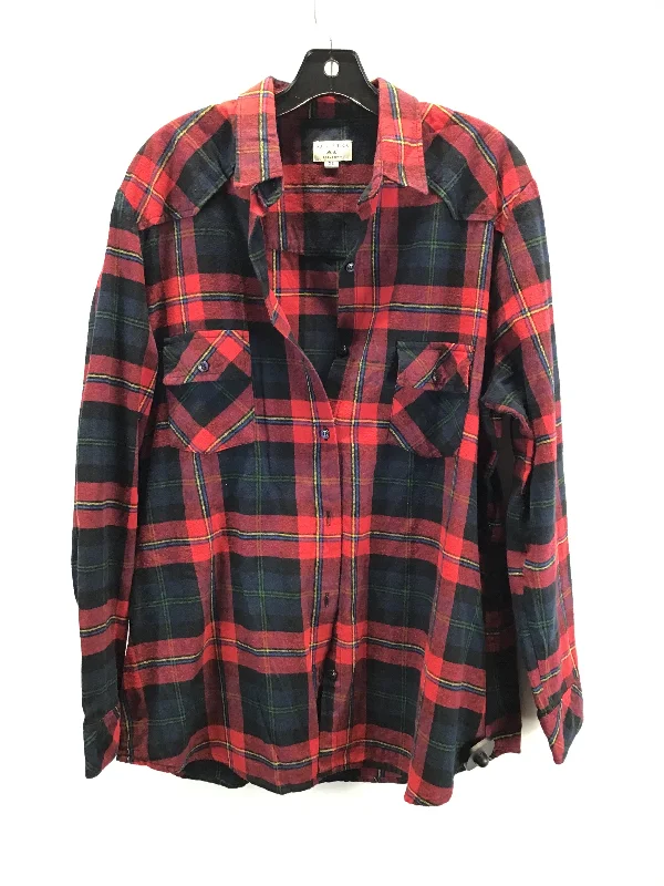 Top Long Sleeve By Clothes Mentor In Plaid Pattern, Size: Xl