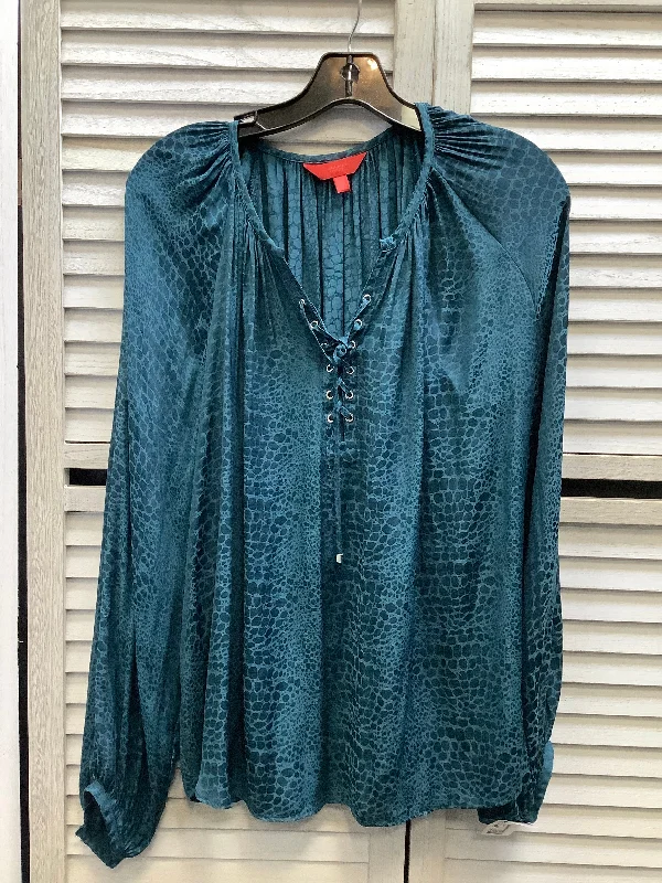 Top Long Sleeve By Jennifer Lopez In Teal, Size: Xl