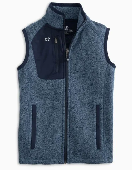 Southern Tide Kids Lido Deck Fleece Vest - Heather Navy